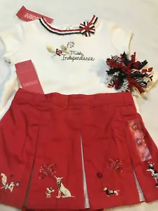 Gymboree hometown parade set 3p 2t 4 luglio cani cucciolo camicia gonna compleanni nuovo con etichette - Foto 1 di 10