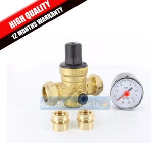 PRESSURE REDUCING VALVE DZR BRASS C/W REAR ENTRY GAUGE 15MM / 22MM 1-6 BAR PRV - Picture 1 of 3