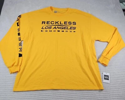 Young & Reckless Shirt Mens 2X Yellow Long Sleeve Los Angeles Street Wear New  - Image 1 of 4
