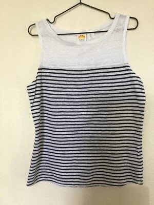 C&C California 100% Linen Navy/White Top size L - Image 1 of 4