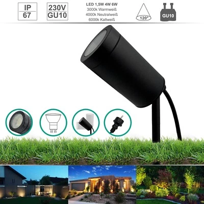 LED Gartenstrahler GU10 IP67 Außen Lampe Erdspieß  1W-6W Terrassen Leuchte LORI - Bild 1 von 4