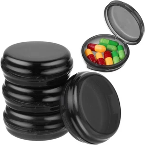 5 Stück kleine Pillendose, Reise Rund Etui, Tragbar Medizin 5 Stück, Schwarz - Bild 1 von 9