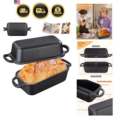 Cast Iron Bread Loaf Pan with Lid Baking Pan for Homemade Bread Meatloaf - Image 1 of 4
