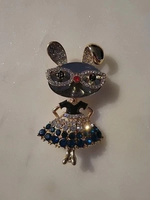 Broche Diamantes de Imitación Dama Conejo para Mujer Moda, Broche Animal Conejito Cristal... Foto 1 de 4
