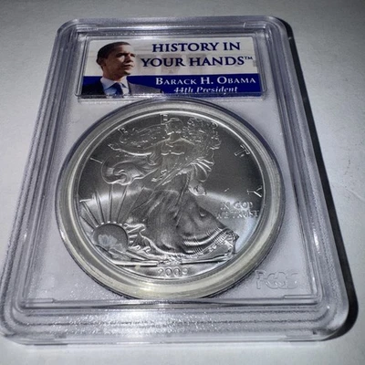 2009 Silver Eagle Barack Obama 44th President Special Label Coin  - Image 1 of 2