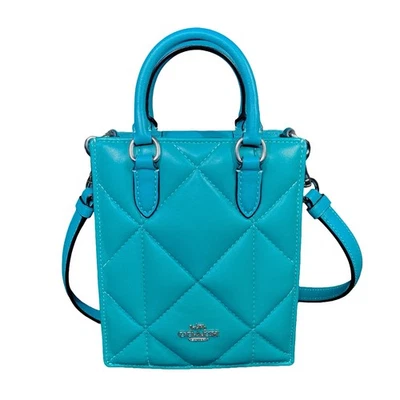 Coach Mini North South Tote Crossbody with Puffy Diamond Quilting in Teal - Image 1 of 4