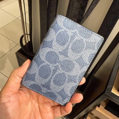 Coach Id Wallet In Signature Canvas CW367, Light Denim / Midnight Navy - Image 1 of 4