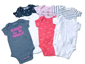 Baby Girl Size 3M Set Of 7 Mixed Brand Short Sleeve Essential Summer Bodysuits - Picture 1 of 11