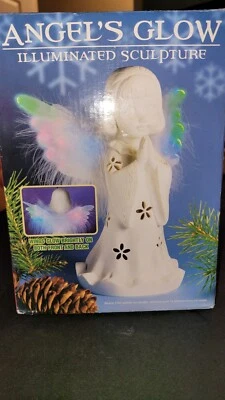 Ángeles Brillo Iluminado Escultura Fibra Óptica Alas Brillan Navidad 2005 Foto 1 de 4