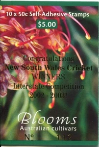 2003 Blooms - Stamp booklet Barcode 166632 NSW Cricket Winners Overprint 112 - Picture 1 of 3