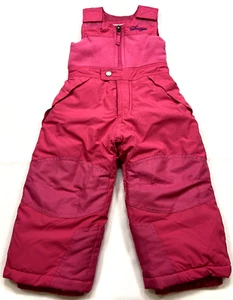 Snozu Girls 2T Pink Insulated Snow Bibs Overalls Boot Gaiters Hook & Loop Straps - Picture 1 of 12