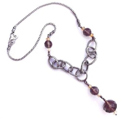 Collar Silpada N1454 cuarzo ahumado citrino 17 pulgadas plata de ley raro  Foto 1 de 4