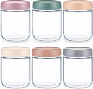 6 Pack (550 ML/19 Oz) Overnight Oats Container Jar with Lid - Glass Food Storage - Picture 1 of 12