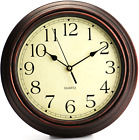 Bekith 12-Inch round Classic Clock Retro Non Ticking Quartz Decorative Wall Cloc