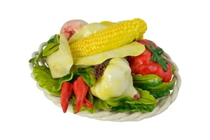 12" Inch Italian Capodimonte Handmade Ceramic Vegetable Basket - Picture 1 of 3