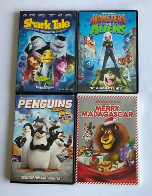 DreamWorks Lot Of 4 DVDs Shark Tale, Monsters vs Aliens ,Penguins, Madagascar Foto 1 de 4