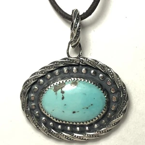 44 Ct Tw Natural Untreated Lone Mountain  Turquoise Sterling Silver Pendant USA - Picture 1 of 8