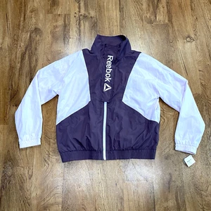 Reebok Womens Nylon Windbreaker Track Jacket Purple Women's Size Large L NWT - Picture 1 of 10