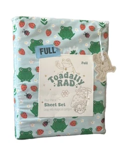 Toadally Rad Full Sheet Set Toads Frogs Strawberries New Ladybug - Picture 1 of 3