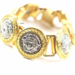 VERSACE GIANNI VERSACE Brazalete AUTÉNTICO MEDUSA Vintage Kenken Medalla Oro Envío Gratis - Imagen 1 de 6