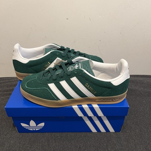 Adidas Gazelle Indoor verdi e bianche nuovissime Junior Uk4 Us4.5 Eu36 2 3 JS3800