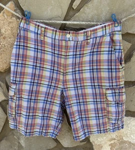 Pantalones Cortos Nat Nast Para Hombre Talla 36 Azul Amarillo Rojo Cuadros Bolsillos Carga Algodón - Imagen 1 de 12