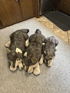 K&M International Set Of Three Plush Wolves Mom, Dad And Pup Collectible Set - Picture 1 of 9
