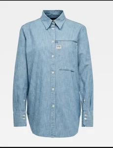G-Star Shirt Donna Core 1 Tasca Camicia Dritta Media Età Blu Taglia S - Foto 1 di 3