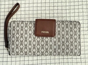 fossil women's madison zip malaysia store clutch medium Taupe Tan wallet $80 - Picture 1 of 12