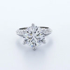5.1 CT CERTIFIED NATURAL DIAMOND G/SI1 ROUND CUT 14K GOLD CROWN HEAD ACCENT RING - Picture 1 of 5