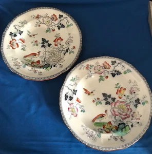 Two Antique Ashworth Bros Hanley Rimmed Soup Bowl (c.1890s-1920s) - Afbeelding 1 van 15