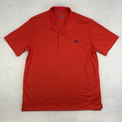 Camisa polo masculina golfe Adidas XL manga curta vermelha sólida manga curta desempenho - Imagem 1 de 4