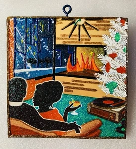 Adornos de Navidad Retro Nochebuena Pintado a Mano Adorno de Madera Brillante - Imagen 1 de 3