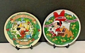 Pair Disney “1993 Seasons Greetings” and “2002 Happy Holidays” Christmas Plates - Picture 1 of 4