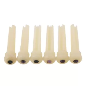6x ungebleichte Akustikgitarre Knochen Brücke Pins mit Abalone Shell Punkt - Bild 1 von 7
