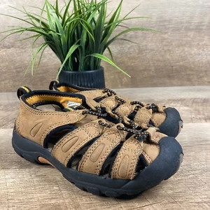 Bass John C Fisherman Sandals Boys Hiking Summer Shoes Brown Leather Size 12M - Picture 1 of 9