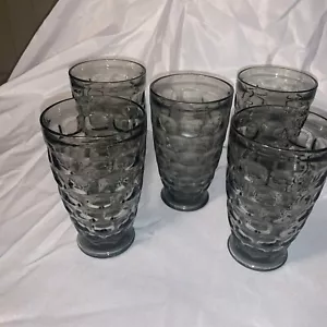 5 Federal Glass YORKTOWN Sundown Smoke Tumbler footed 12 oz 5 1/4" - Picture 1 of 6