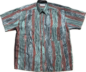 Yves Saint-Honoré Paris France Vintage Herren (M) Freizeithemd Holzmaserung Viskose - Bild 1 von 23