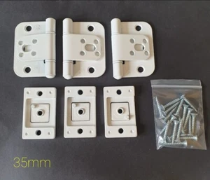 National Hickman White Alternative Hinge Set for 1 door - 35mm, 40mm & 44mm door - Picture 1 of 8