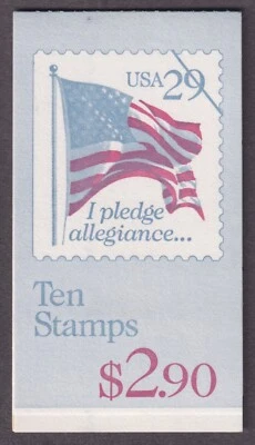 US Scott BK195 MNH 1992 $2.90 Booklet 1 Pane 10x29¢(2593a) Flag & Pledge - Image 1 of 2