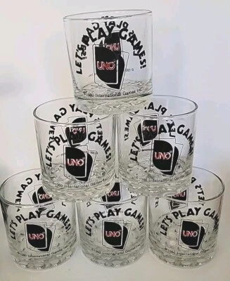 1980 International Games Inc "Let's Play Games" Uno Card Glasses Advertising (6) - Image 1 of 4