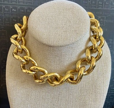 BEN AMUN gold colored Curb Chain! HUGE STUNNING! necklace! toggle clasp! 30mm - Image 1 of 4