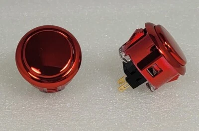 Japan Sanwa Metallic Red Button x 2 pieces OBSJ-30-GM Video Arcade Parts - Image 1 of 4