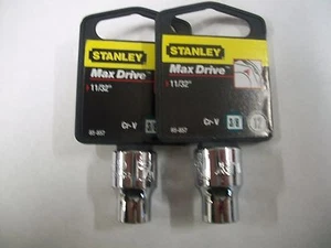 NEW STANLEY 3/8 in Drive   11/32 INCH  MAX DRIVE 12  POINT SOCKETS  TWO SOCKETS - Picture 1 of 4