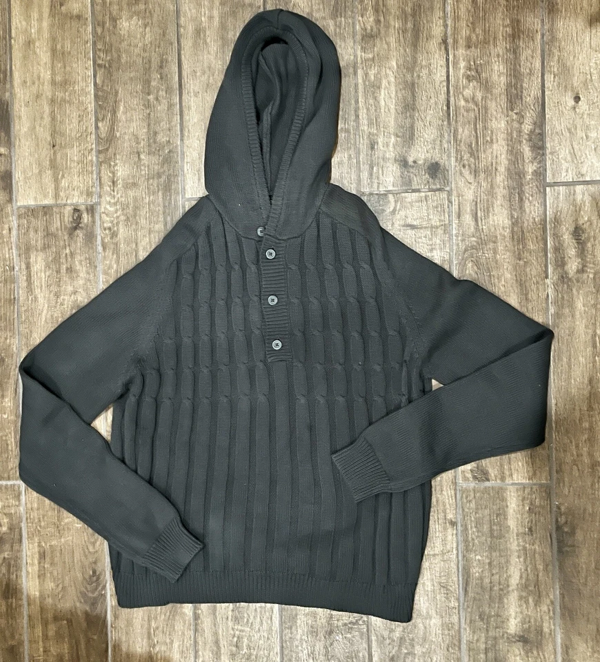 Suéter Pullover Henley Manga Larga Tejido Gris Jonava 7 Diamantes con Capucha Mediano Foto 1 de 4