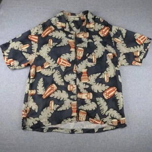 Tommy Bahama Men’s XL 100% Silk Shirt Palm Leaves Bongos Button Up Casual - Picture 1 of 9