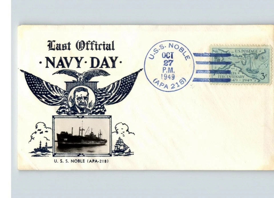 NAVY DAY, Crosby photo 1949 canc. on USS NOBLE Navy Ship - Image 1 of 1