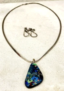 "COLLAR VINTAGE MONET tono plata 26"" estilo clásico, pendientes, banderín colorido" - Imagen 1 de 12