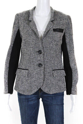 Iris Setlakwe Womens Tweed Button Up Blazer Jacket Black Size 12 • 29.01€