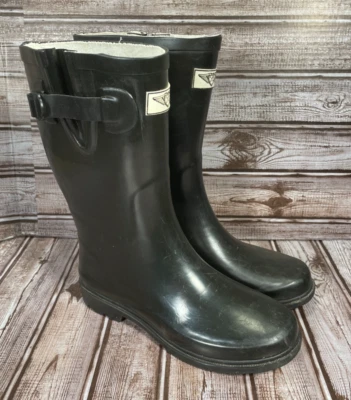 FOREVER YOUNG женщин 6 черный резиновый середины икры водонепроницаемый садоводства дождя ботинки - Изображение 1 из 4